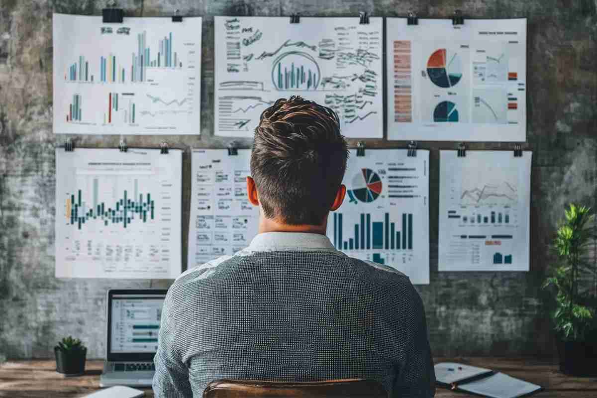 Mann prüft Finanzdaten